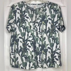 RARE LULULEMON Green White Cactus Prickly Pear Perfectly Perfed T-shirt Sz 6